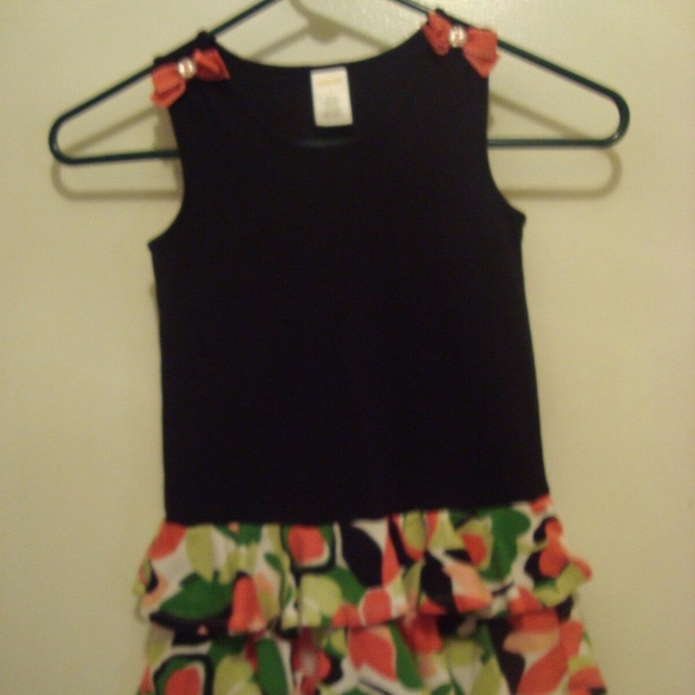 Gymboree Black Dress Colorful Ruffled Tier Bottom 6